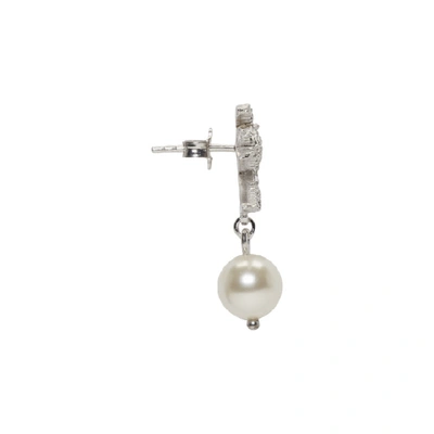 Shop Miu Miu Silver Pearl & Crystal Swallow Earrings