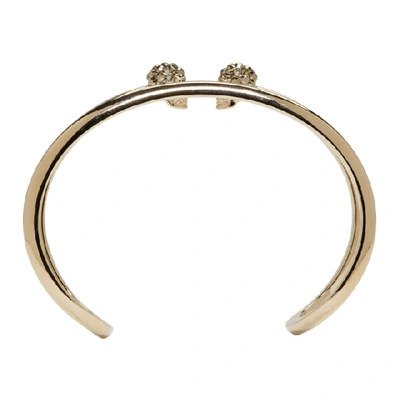 Shop Alexander Mcqueen Gold Double Thin Twin Skull Bracelet