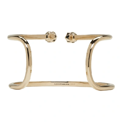 Shop Alexander Mcqueen Gold Double Thin Twin Skull Bracelet