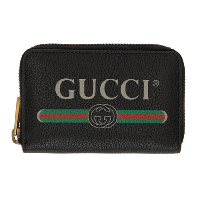 Shop Gucci Black Logo Zip Around Wallet In 8163 Black
