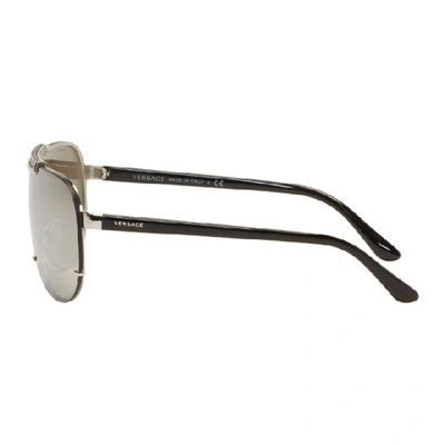 Shop Versace Silver Rock Icon Greca Aviator Sunglasses