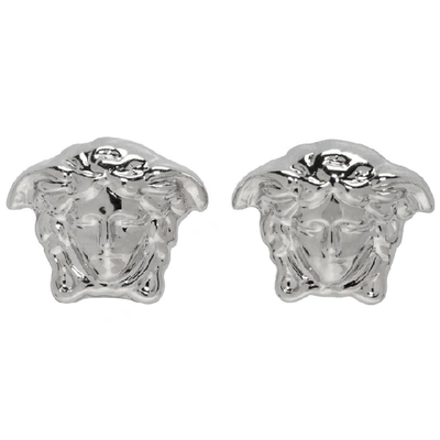 Shop Versace Silver Mini Medusa Earrings In D00p Pallad