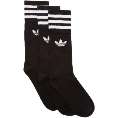 Adidas Originals 3 Pack Solid Crew Socks In Black | ModeSens