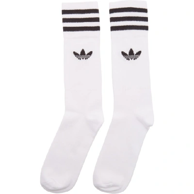 Shop Adidas Originals Three-pack White Solid Crew Socks
