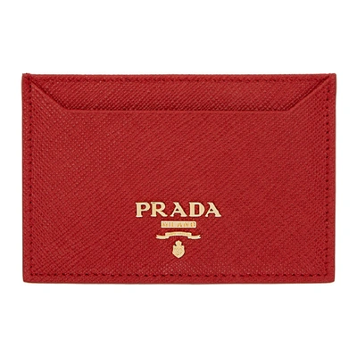 Shop Prada Red Logo Card Holder In F068z Red
