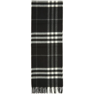 Shop Burberry Black Cashmere Giant Check Scarf In Blk.check