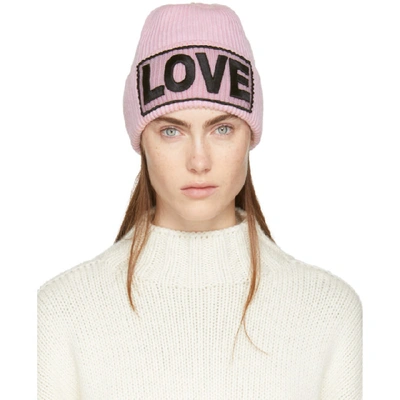 Shop Versace Pink 'love' Beanie