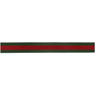 Shop Gucci Green And Red Web Gg Belt In 8664 Vrv/dk Cocoa