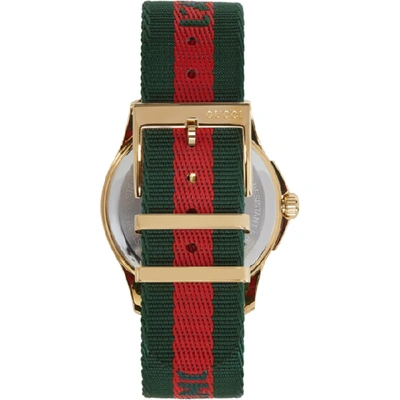 Shop Gucci Gold And Green Laveugle Par Amour Bee Watch In Grg/grg