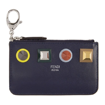 Shop Fendi Blue Rainbow Coin Pouch In 9qq Blueberry/multi
