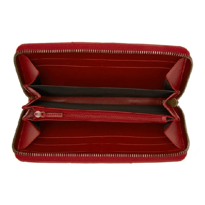 Shop Gucci Red Gg Marmont Zip Around Wallet In 6433 Hibiscus Red