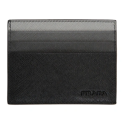 Shop Prada Black Colorblocked Saffiano Card Holder In F0002