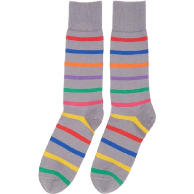 Shop Paul Smith Grey Bright Stripe Socks In 76 Multi