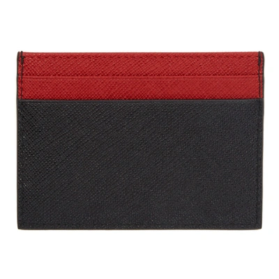 Shop Prada Black & Red Saffiano Card Holder In F0d9a-ne/fu