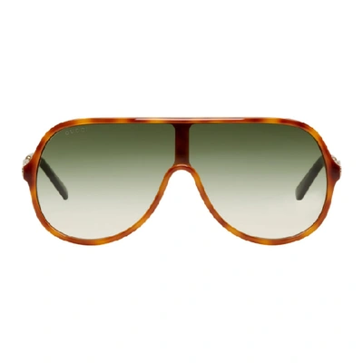 Shop Gucci Tortoiseshell Sensual Romanticism Aviator Sunglasses In 004 Bhavbkg