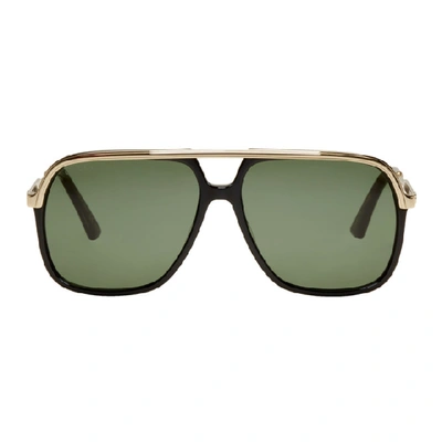 Shop Gucci Black Sensual Romanticism Aviator Sunglasses In 001blkgldgr