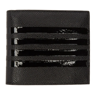 Shop Thom Browne Black Patent Four Bar Billfold Wallet In 001 Black