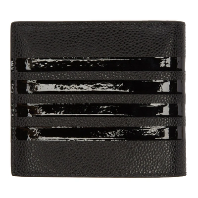 Shop Thom Browne Black Patent Four Bar Billfold Wallet In 001 Black
