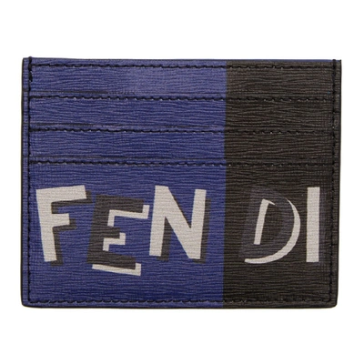 Shop Fendi Blue And Black  Vocabulary Card Holder In A18e F0u96