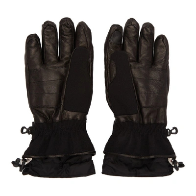 Shop Moncler Black Canvas & Lambskin Gloves