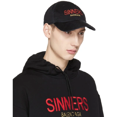 Shop Balenciaga Black Sinners Cap In 1074 - Noir