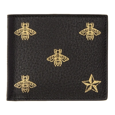 Shop Gucci Black Bee Star Wallet In 8474 Black