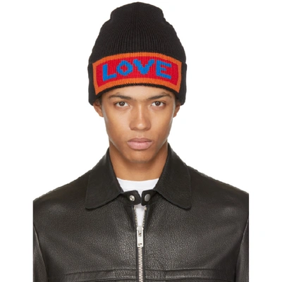 Shop Fendi Black Love Beanie In Qa1 Black