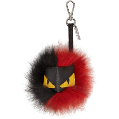 Shop Fendi Black & Red 'bag Bugs' Fur Keychain
