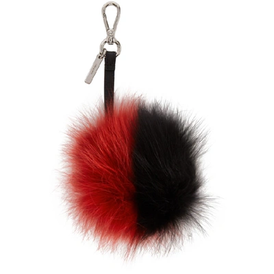 Shop Fendi Black & Red 'bag Bugs' Fur Keychain