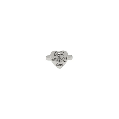 GUCCI SILVER BLIND FOR LOVE HEART RING