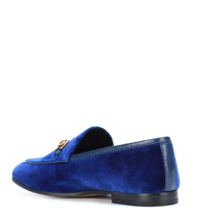 Shop Gucci Jordaan Velvet Loafers In Blue