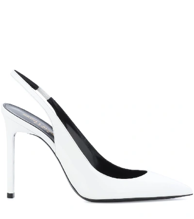 Shop Saint Laurent Anja Slingback Leather Pumps In White