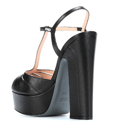 Shop Fendi Platform Leather Sandals In Black