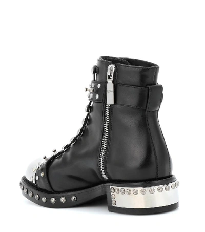 Shop Alexander Mcqueen Hobnail Leather Ankle Boots In Black