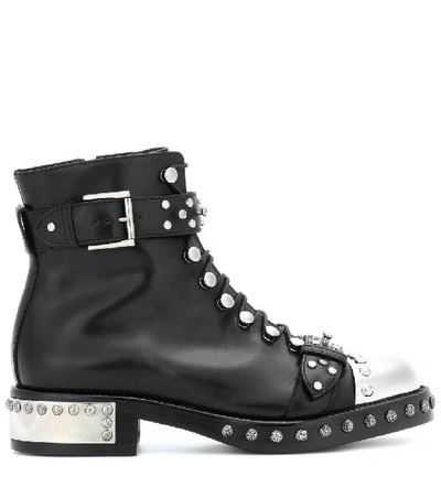 Shop Alexander Mcqueen Hobnail Leather Ankle Boots In Black