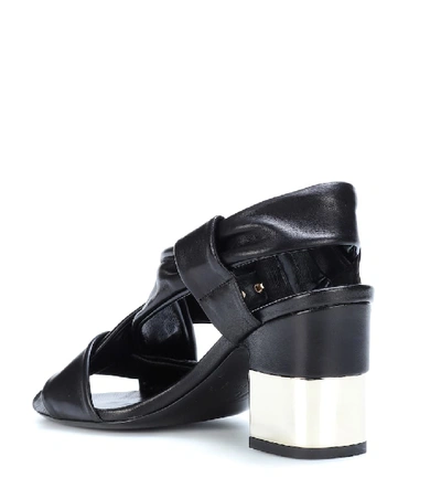 Shop Roger Vivier Podium Leather Sandals In Black