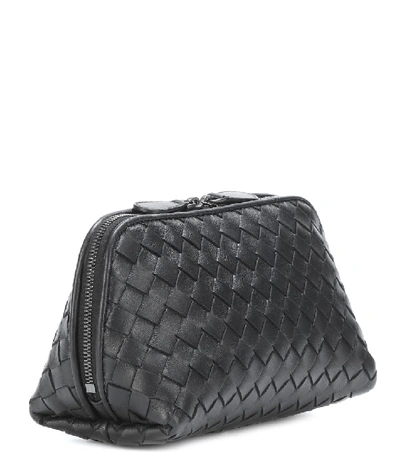 Shop Bottega Veneta Intrecciato Leather Cosmetics Case In Black