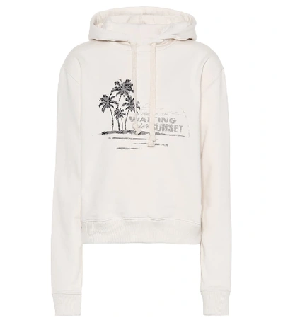 Shop Saint Laurent Printed Cotton Hoodie In White