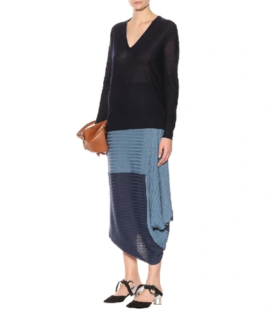 Shop Jw Anderson Asymmetrical Linen Skirt In Blue