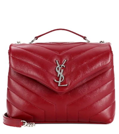 Shop Saint Laurent Small Loulou Monogram Shoulder Bag In Red