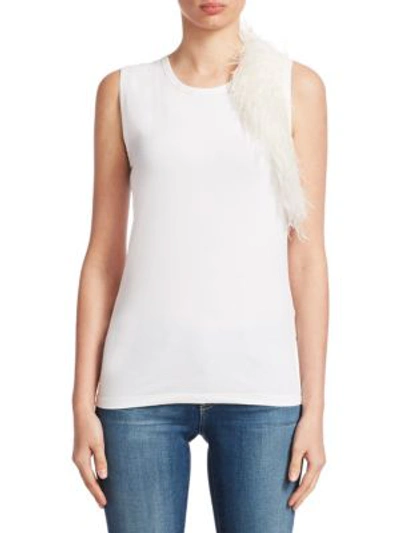 Shop Helmut Lang Feather Techno Cotton Jersey Tank Top In Optic White