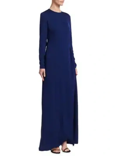 Shop Stella Mccartney Ruched Side Maxi Dress In Sapphire Blue