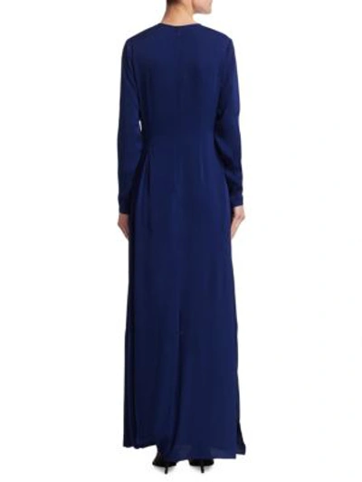 Shop Stella Mccartney Ruched Side Maxi Dress In Sapphire Blue