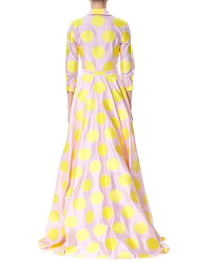 Shop Carolina Herrera Polka Dot Trench Gown In Lotus Pink Yellow