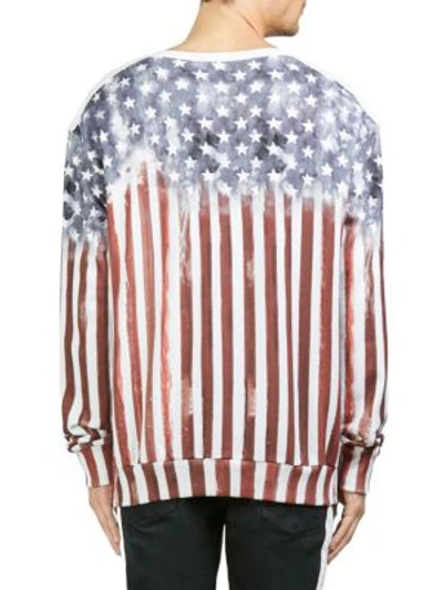 Shop Balmain American Flag Cotton Sweatshirt In Multi