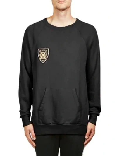 Shop Balmain Raglan-sleeve Cotton Sweatshirt In Black