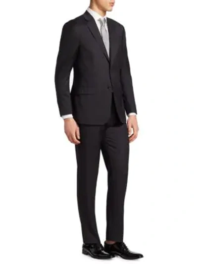 Shop Giorgio Armani Men's Notch Lapel Wool Suit In Black