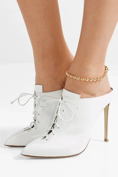Shop Francesco Russo Lace-up Leather Mules In White