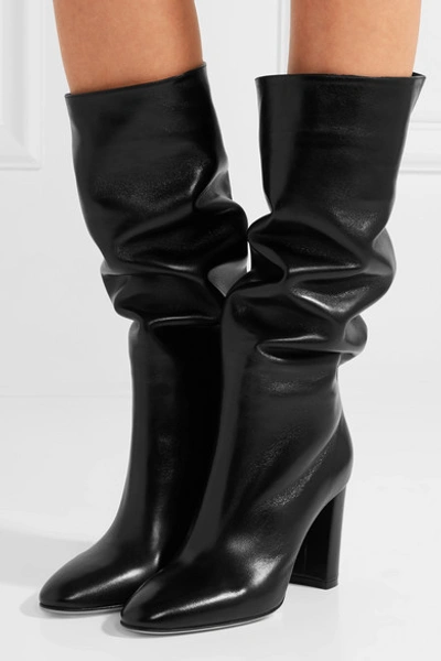 Shop Gianvito Rossi Laura 85 Leather Knee Boots In Black