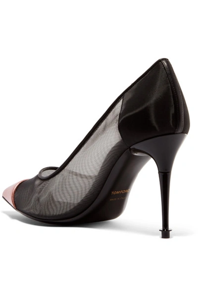 Shop Tom Ford Metallic Leather And Mesh Pumps In Black